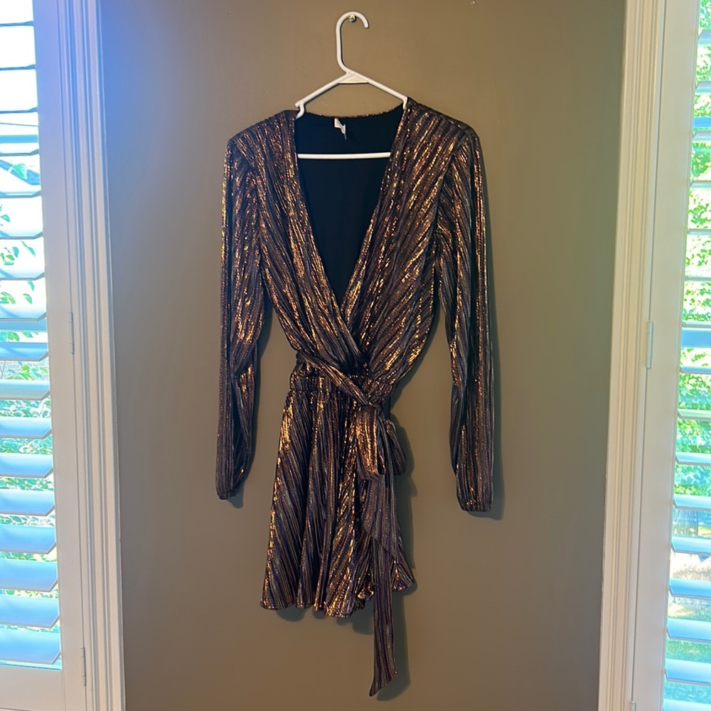 Ramy Brook Metallic Elise Wrap Dress - Picture 3 of 8